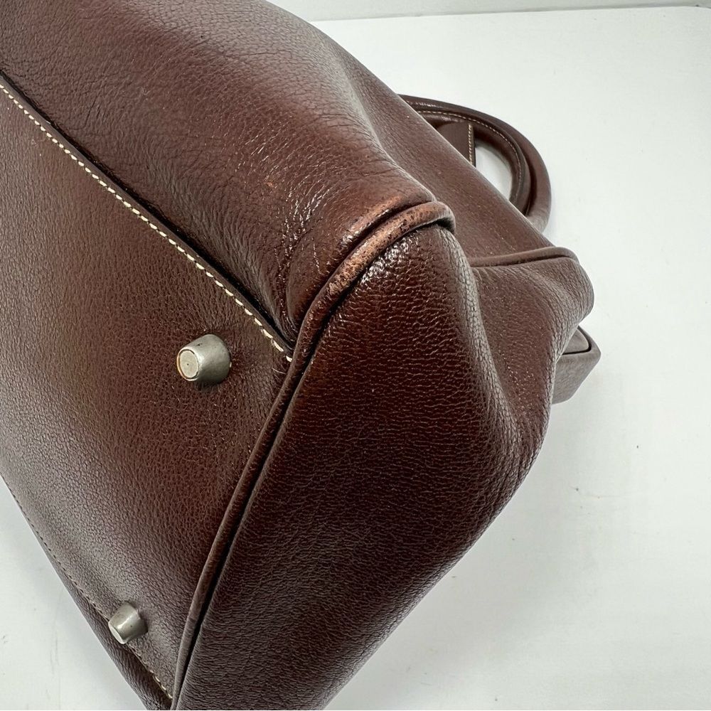 PRADA MADRAS CERNIERA DOCTOR BAG SATCHEL Red Brown LEATHER With A TOP HANDLE - Picture 7 of 16